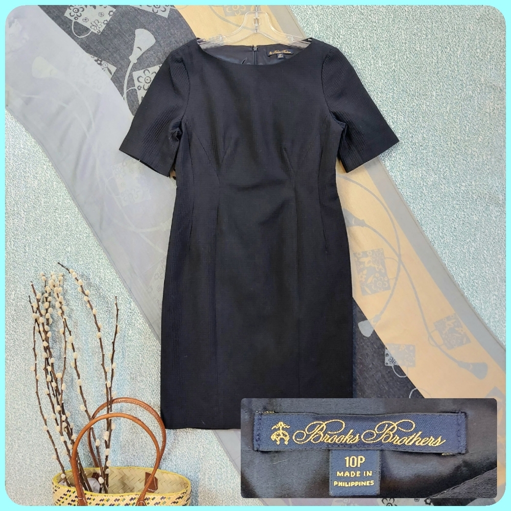 Brooks Brothers Dark Blue Short Sleeve Dress, Sz 10P